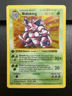 NIDOKING Pokemon Card WOTC 1st Edition Base Set Shadowless Holo 11/102 LP NM (A) - Image 2