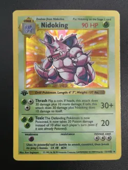 NIDOKING Pokemon Card WOTC 1st Edition Base Set Shadowless Holo 11/102 LP NM (A) - Image 3