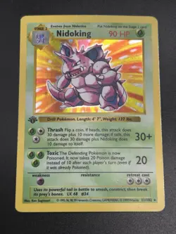 NIDOKING Pokemon Card WOTC 1st Edition Base Set Shadowless Holo 11/102 LP NM (A) - Image 4
