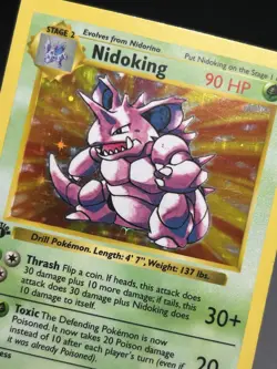 NIDOKING Pokemon Card WOTC 1st Edition Base Set Shadowless Holo 11/102 LP NM (A) - Image 5