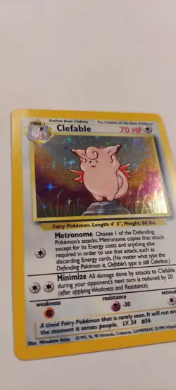 Clefable Jungle Pokemon TCG Card Holo Rare No Symbol Error 1/64 Misprint - Image 2