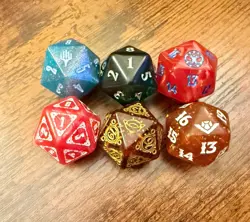 Lot of 6 Magic the Gathering 20 Sided Dice D20 Spindown Life Counter - Image 1