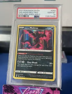 2021 Pokemon SWSH Evolving Skies Galarian Moltres Holo #093/203 PSA 10 - Image 1