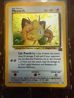 2000 Pokemon Meowth Holo Game Boy Black Star Promo #10 VLP Bill - Image 1