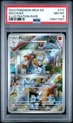 2023 POKEMON MEW EN-151 ILLUSTRATION RARE #177 MACHOKE PSA 8 NEW - Image 1