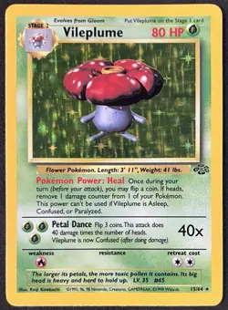 1999 Pokemon TCG Vileplume Jungle 15/64 Holo Unlimited Holo Rare - Image 1