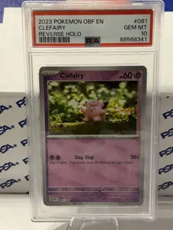 2023 POKEMON OBF EN CLEFAIRY REVERSE HOLO PSA 10 - Image 1