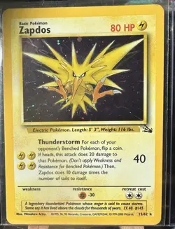 Pokemon TCG Zapdos Fossil 15/62 Unlimited Holo Rare NM - Image 2