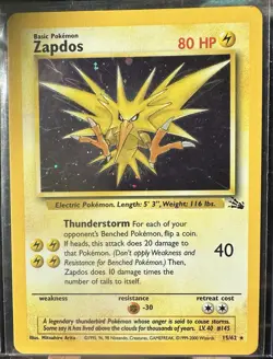Pokemon TCG Zapdos Fossil 15/62 Unlimited Holo Rare NM - Image 3