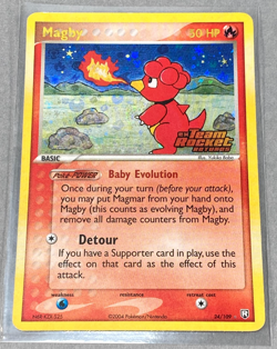 Pokemon Team Rocket Returns Magby 24/109 Reverse STAMPED Holo Rare w/ Swirl; LP - Image 3