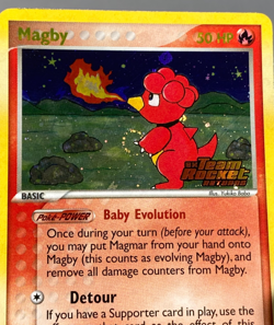 Pokemon Team Rocket Returns Magby 24/109 Reverse STAMPED Holo Rare w/ Swirl; LP - Image 4