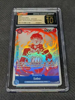 ONE PIECE TCG 3RD ANNIVERSARY TREASURE PROMO ENG SABO OP10-049 CGC 10 PRISTINE - Image 1