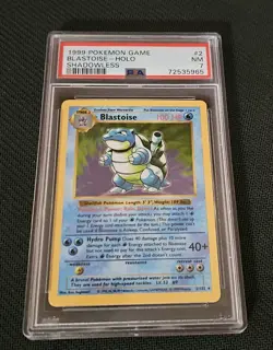 1999 Pokemon Base Set Shadowless Blastoise Holo Card 2/102 PSA 7 Certified - Image 1