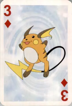 1999 Bicycle Mini Poker Cards Raichu English #3 OF DIAMONDS Vintage Rare - Image 1