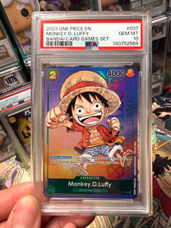 Monkey D. Luffy P-037 PR RARE Gen Con Foil 2023 One Piece Card English PSA 10 - Image 1