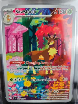 Sawsbuck 166/162 Pokemon Temporal Forces Illustration Rare Holo CGC Pristine 10 - Image 3