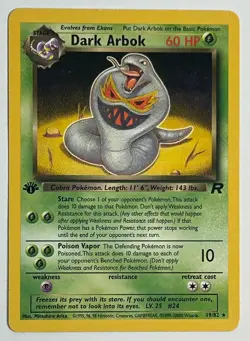 Dark Arbok 19/82 Team Rocket Rare Pokemon Card 1999 Non-Holo VG - Image 1