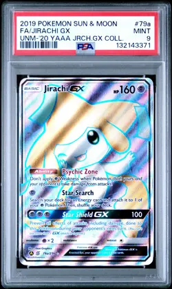 2019 Pokemon Sun & Moon Unified Minds #79a Fa/Jirachi Gx PSA9 - Image 1