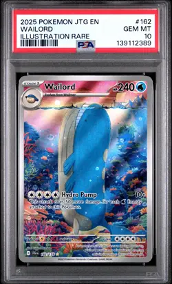 2025 POKEMON JTG EN-JOURNEY TOGETHER ILLUSTRATION RARE #162 WAILORD PSA 10 - Image 1