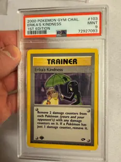 2000 Pokemon - 1st Edition Erika’s Kindness Rare - Gym Challenge 103/132 - PSA 9 - Image 2