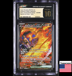 PRISTINE CGC 10 Team Rocket's Moltres ex SAR 124 sv10 Glory of Japanese Pokemon - Image 1