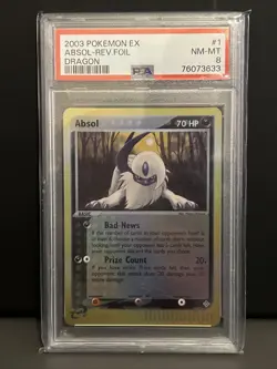 Pokemon Card Absol 1/97 EX Dragon Reverse Holo Rare Graded PSA 8 - Image 1
