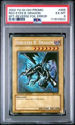 YUGIOH RED EYES B DRAGON Reverse Foil ERROR Tin Limited BPT-005 PSA 6 EX-MT - Image 1