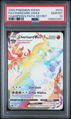 2020 POKEMON SWORD & SHIELD CHAMP'S PATH SECRET FULL ART/CHARIZARD VMAX PSA 10 - Image 1