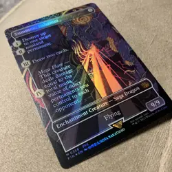 Magic the Gathering Final Fantasy Summon Bahamut Borderless Foil Card #0356 Mtg - Image 3