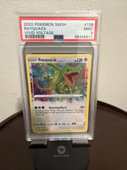 2020 Pokemon SWSH Rayquaza Vivid Voltage PSA 9 Mint Card - Image 1
