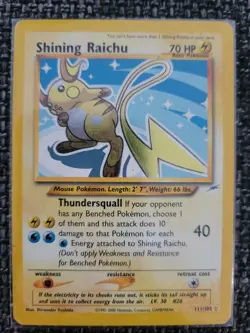 Pokemon TCG Shining Raichu Neo Destiny Holo Card 111/105 Secret Rare - Image 1