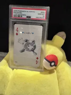2000 POKEMON SILVER VERSION PLAYING CARDS 061 POLIWHIRL 4 OF DIAMONDS - Image 3