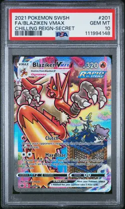 Blaziken Vmax 201/198 Secret Chilling Reign Pokemon PSA 10 *148 - Image 1
