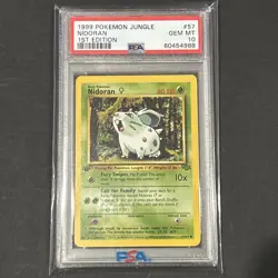 1999 Pokemon 1st Edition Jungle #57 Nidoran PSA 10 Vintage - Image 1