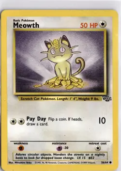 Pokemon TCG Meowth Jungle 56/64 Regular Trading Card TCG - Image 3