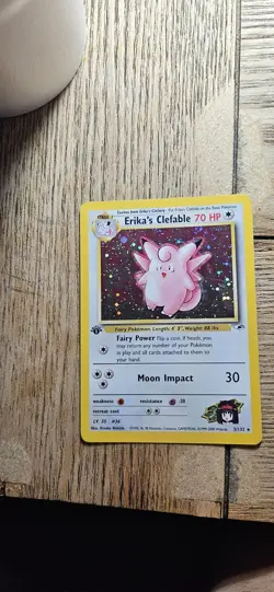 Pokemon TCG Erika's Clefable Gym Heroes Holo Card 3/132 1st Edition Holo Rare LP - Image 1
