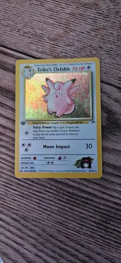 Pokemon TCG Erika's Clefable Gym Heroes Holo Card 3/132 1st Edition Holo Rare LP - Image 2