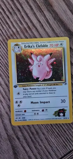 Pokemon TCG Erika's Clefable Gym Heroes Holo Card 3/132 1st Edition Holo Rare LP - Image 3