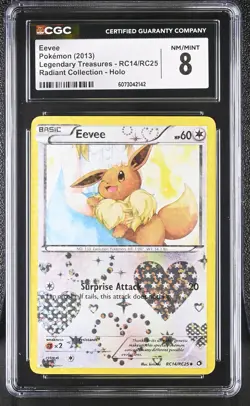 CGC 8 Eevee Legendary Treasures RC14/RC25 Radiant Collection Holo Pokemon Card - Image 1