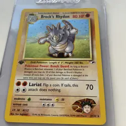 BROCK'S RHYDON Pokemon Card Gym Heroes 2/132 holo foil **1st Edition** Y2k WOTC - Image 1