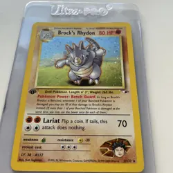 BROCK'S RHYDON Pokemon Card Gym Heroes 2/132 holo foil **1st Edition** Y2k WOTC - Image 3