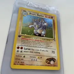 BROCK'S RHYDON Pokemon Card Gym Heroes 2/132 holo foil **1st Edition** Y2k WOTC - Image 5