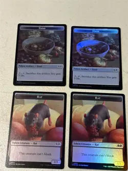 4 x mtg foil token Rat // Food, 0007/0013, Wilds of Eldraine, unplayed - Image 2