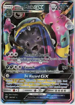 Pokemon Alolan Muk GX Ultra Rare SM - Burning Shadows 84/147 NM - Image 1