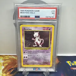 1999 POKEMON BASE SET UNLIMITED #10 MEWTWO-HOLO PSA 7 - Image 1