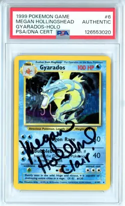 PSA Signed Megan Hollingshead Pokemon TCG Gyarados 006/102 Base Set Holo Rare - Image 1