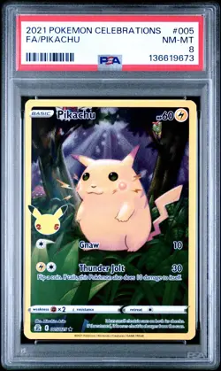 2021 POKEMON CELEBRATIONS #005 FULL ART/PIKACHU PSA 8 NEW - Image 1