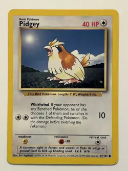 Pokemon TCG Pidgey Base Set 57/102 Regular Unlimited Common Non Holo - Image 1