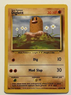 Diglett Pokemon TCG Diglett Base Set 47/102 Common Non Holo Vintage - Image 1
