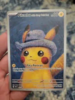 Pokemon x Van Gogh Museum Grey Felt Hat Pikachu Promo SVP 085 LP with Art Case - Image 3
